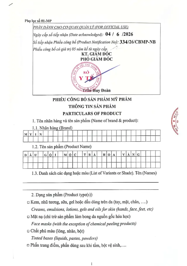 Công bố Dầu gội Mộc THV