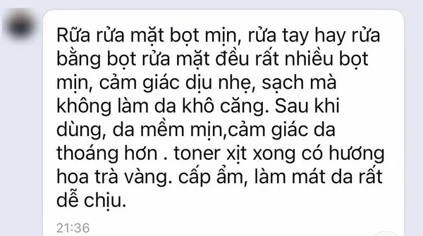 Cảm nhận khách về bọt rửa mặt và toner